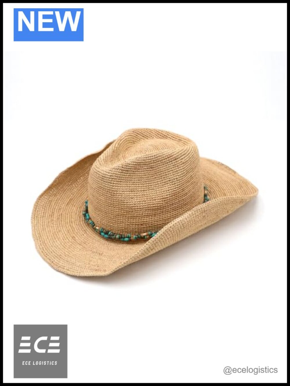 Raffia Straw Cowboy Hat Crocheted Summer Beach Sun Hat